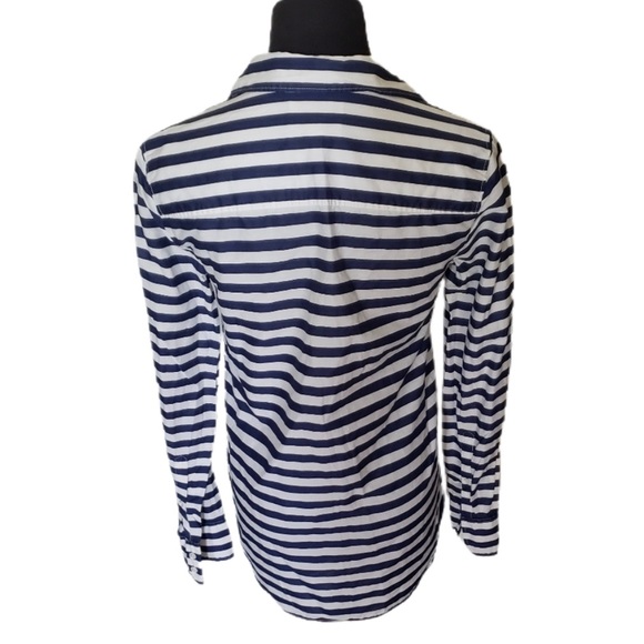 J. CREW Blue White Striped BOY Button Down Shirt size 0 - Picture 5 of 16